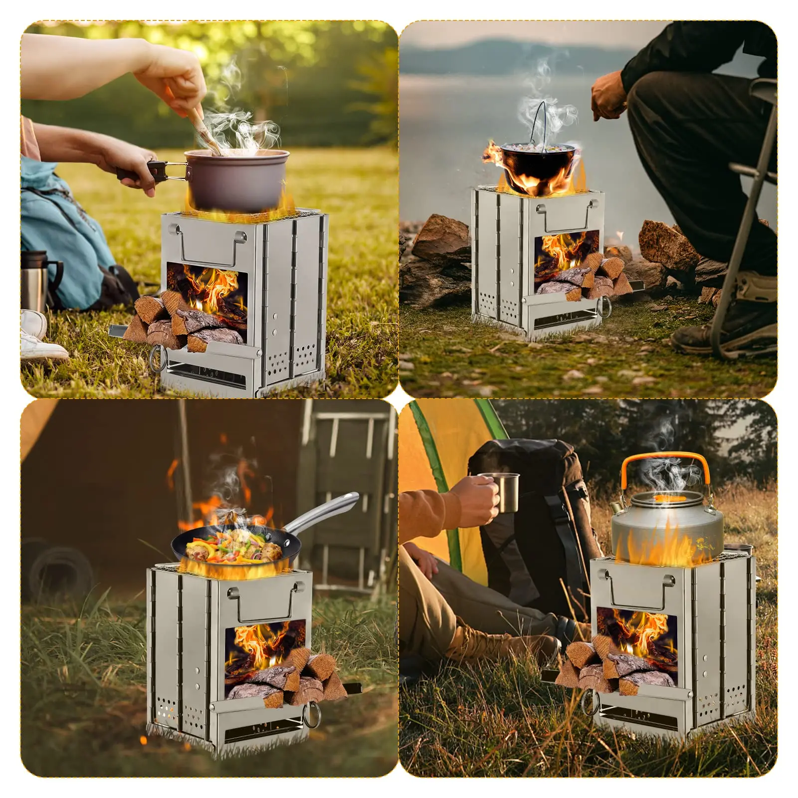 Фабричная Портативная Складная древесная пеллетная печь для кемпинга без дыма
