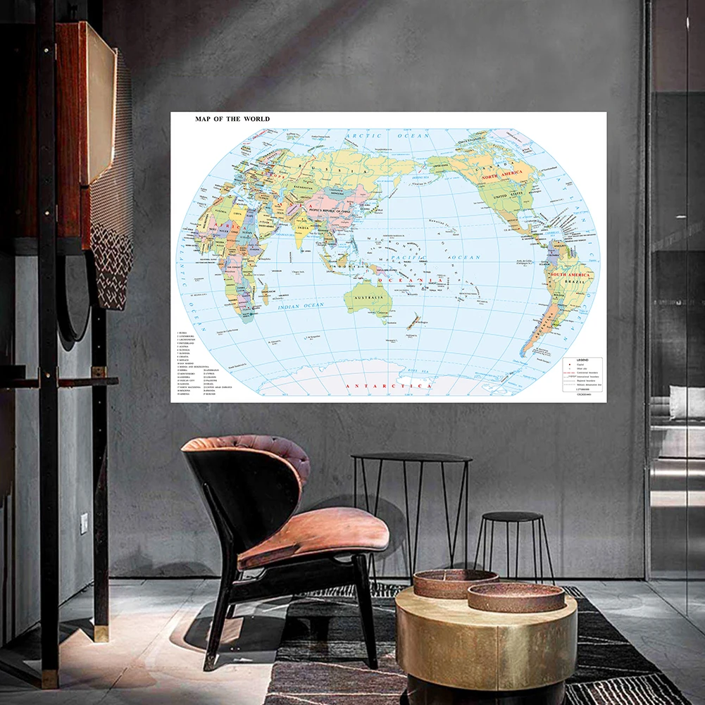 

59*42cm The World Map Wall Art Poster Prints Non-woven Vinly Painting Living Room Home Decor School Study Office Supplies