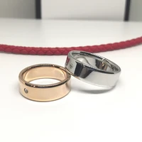 luxury brand couple ring simple style titanium steel zircon ring boutique wedding jewelry with original logo
