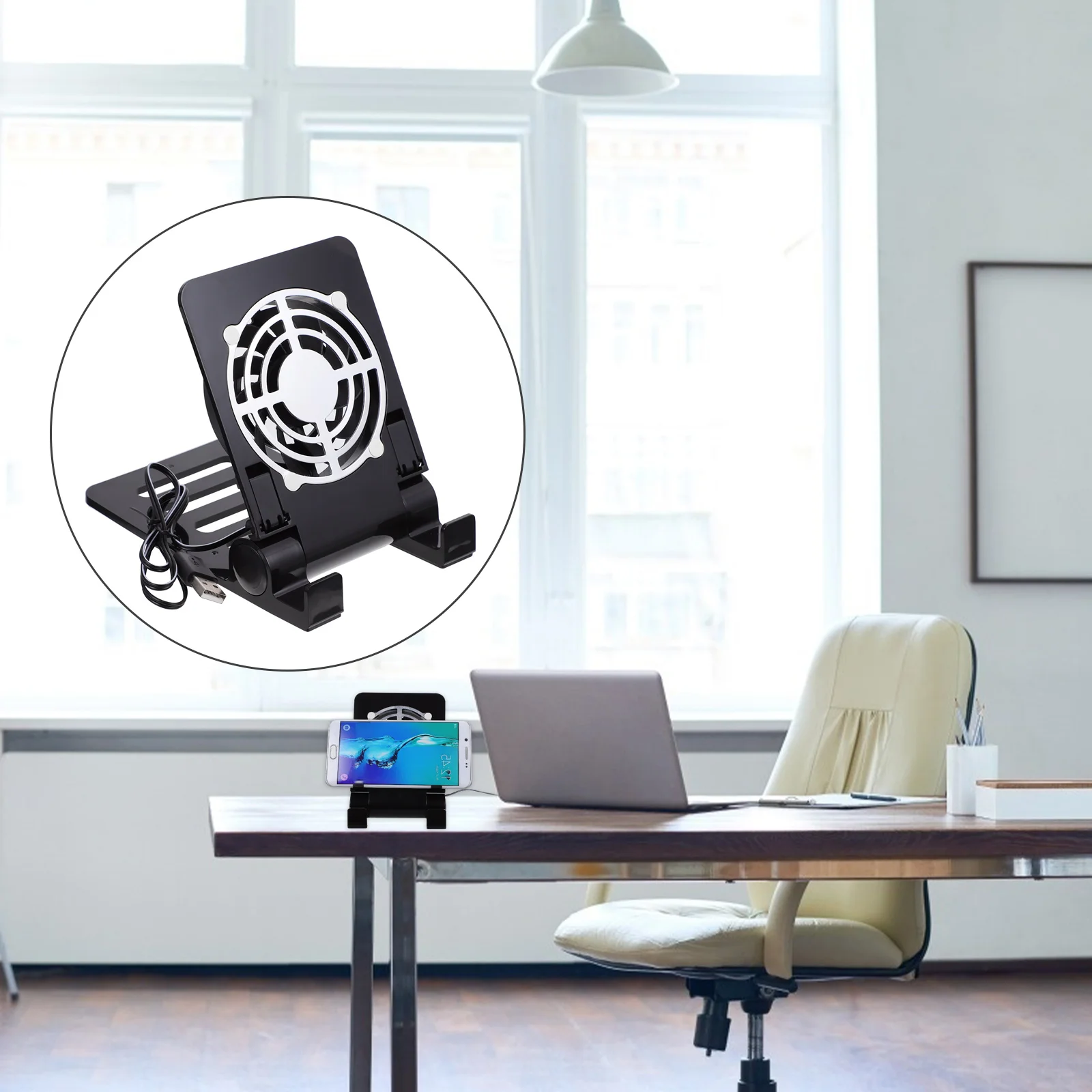 

1pc Practical Silent Folding Multipurpose Portable Phone Stand USB Tablet Cooler for Home