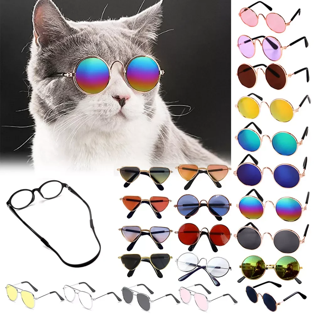 

2022JMT Lovely Vintage Round Cat Sunglasses Reflection Eye wear glasses For Small Dog Cat Pet Photos Pet Products Props Accessor