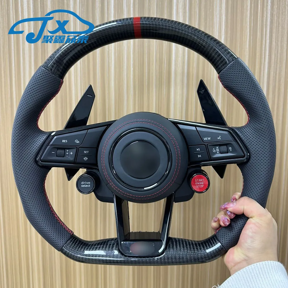 

Red line leather carbon fiber multifunctional steering wheel shift paddles for Volkswagen Golf 7 MK7 GTI R VW Polo Scirocco Shif