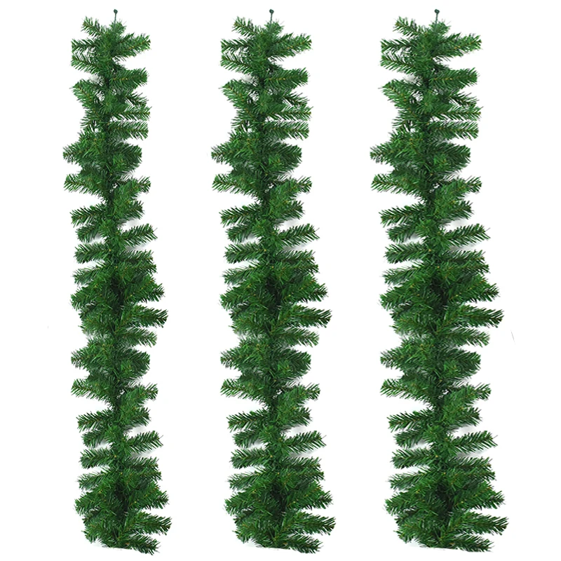 2.7m Christmas Rattan Garland Green Artificial Pine Fir Wreath Christmas Tree Decoration Rattan Banner Home Xmas Fireplace Decor