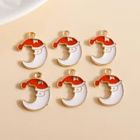 10pcs new enamel christmas moon charms pendants bracelet necklaces party home metal craft decoration diy jewelry accessories