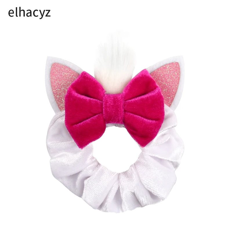

NEW Cute Cat Ears Pink Hair Bow Women Velvet Scrunchies Fashion Kids Hair Accessories For Girls Waist Hair Bands Gift Headwear