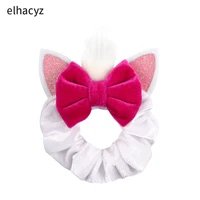 new cute cat ears pink hair bow women velvet scrunchies fashion kids hair accessories for girls waist hair bands gift headwear