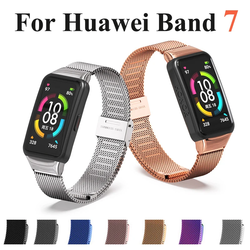 Stainless Steel Strap For Huawei Band 7 Magnetic Loop Watchband Women Men Watch Metal Bracelet For Huawei Watch Band 7 correa