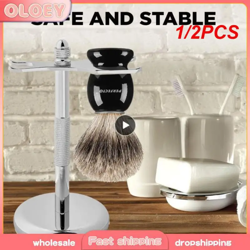 

1/2PCS Men Razor Holder Stainless Steel Shaving Brush Stand Safety Razor It Razor Holder 15cm Razor Rack & Brush not including