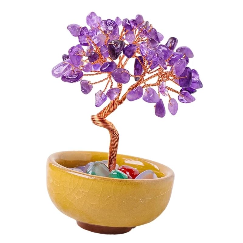 Хрустальное дерево процветания с натуральным камнем для изобилия в бизнесе и