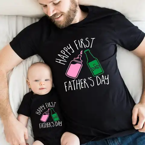 Одинаковая одежда для семьи на день первого отца хлопковая футболка для отца топы для дочки сына комбинезоны папы и ребенка одинаковые наря...