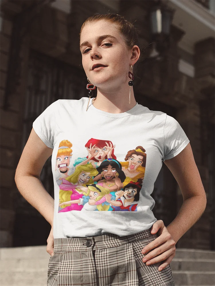 

Urban Outfitters Disney Princesses T Shirt Women Pulovers Y2K Clothes Spain Funny Pulp Fiction Fashion Ropa Mujer T-Shirt Femme