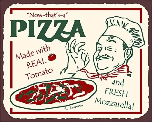 

Vintage Metal Art Pizza Chef Italian Pizzeria Retro Tin Sign
