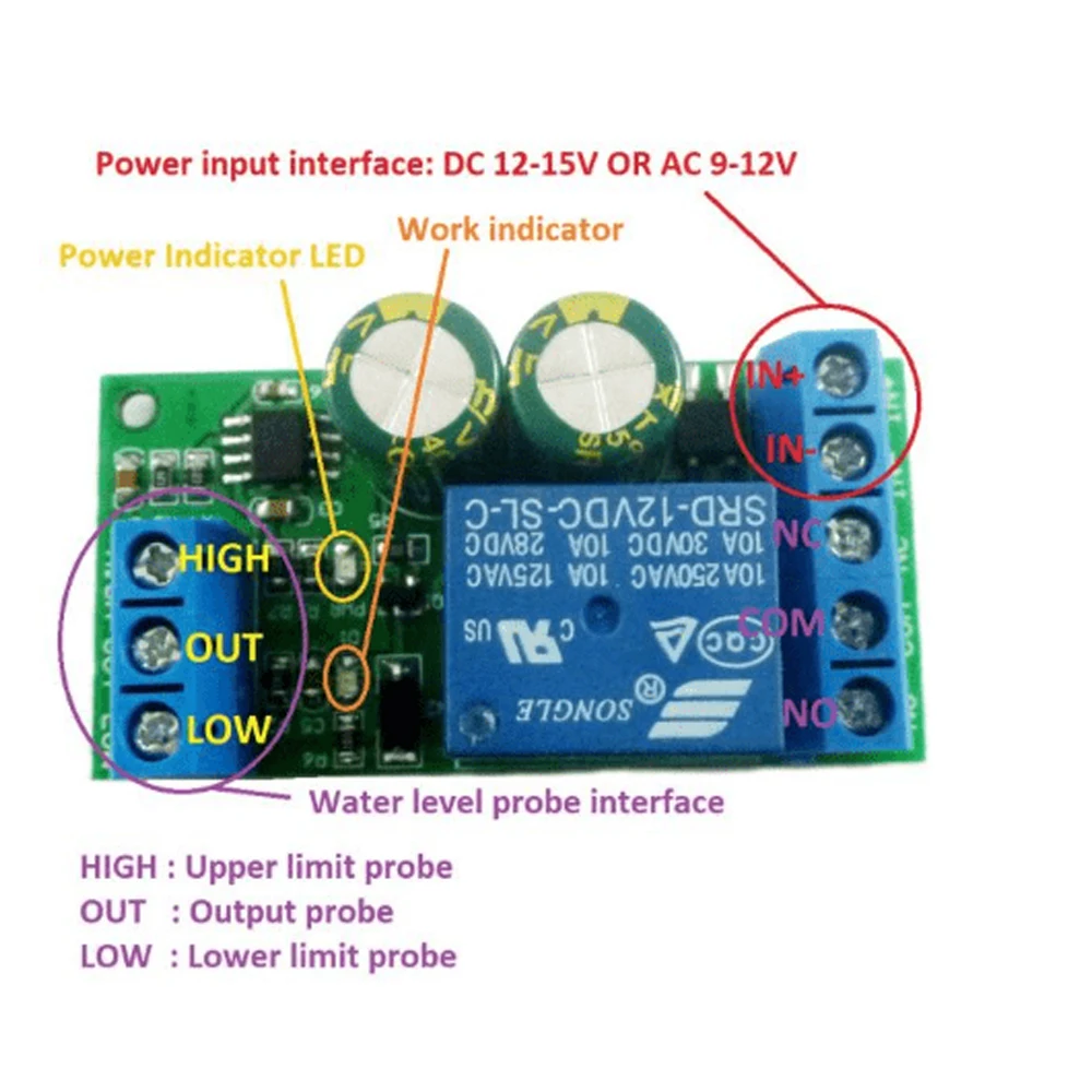 

Автоматический регулятор уровня воды LC25A01, 12 В переключатель датчика жидкости, электромагнитный клапан, моторный насос, релейная плата авто...