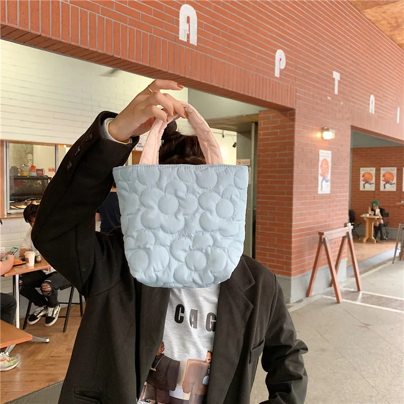 

Women's Bag Quilted Cotton Padded Flower Pattern Brand Designer Top-handle Bag Stitching Small Purses and Handbags