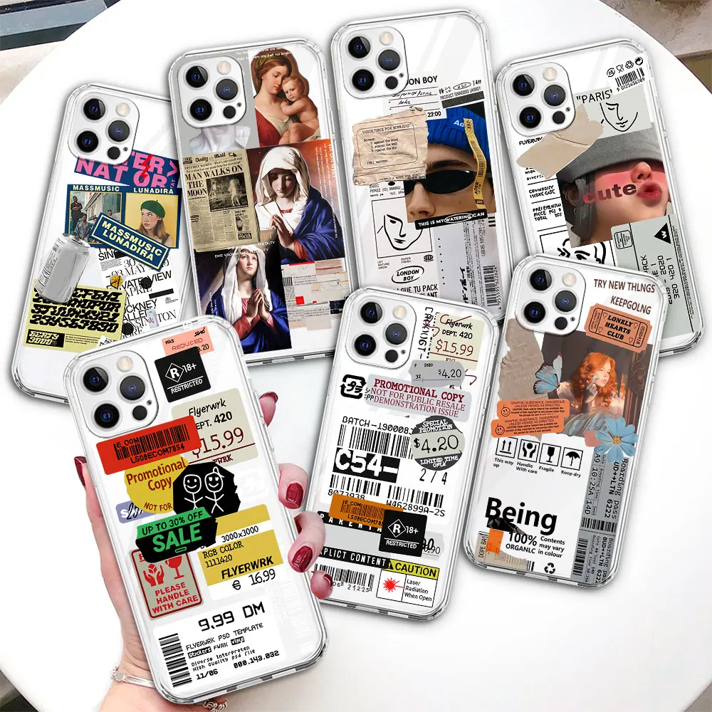 

Прозрачный чехол для телефона iPhone 14 13 12 Mini 11 Pro Max XR XS 7 8X6 6s Plus, чехол из ТПУ в стиле ретро, прекрасное искусство, эстетика Моны Лизы