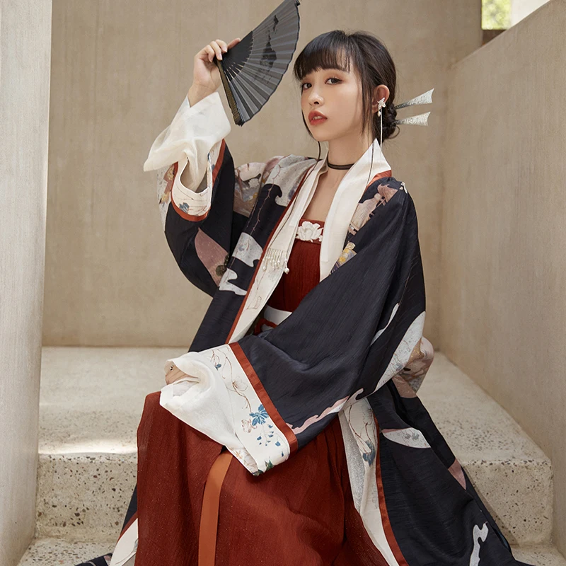 

cardamom son [xuan night] non-blue pavilion late mandarin gown embroidered plait skirt hanfu female autumn song system