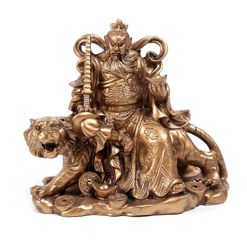

Riding a tiger Fortuna Buddha Sculpture Resin Domineering Home Feng Shui Decoration Modern Craft Auspicious Statue