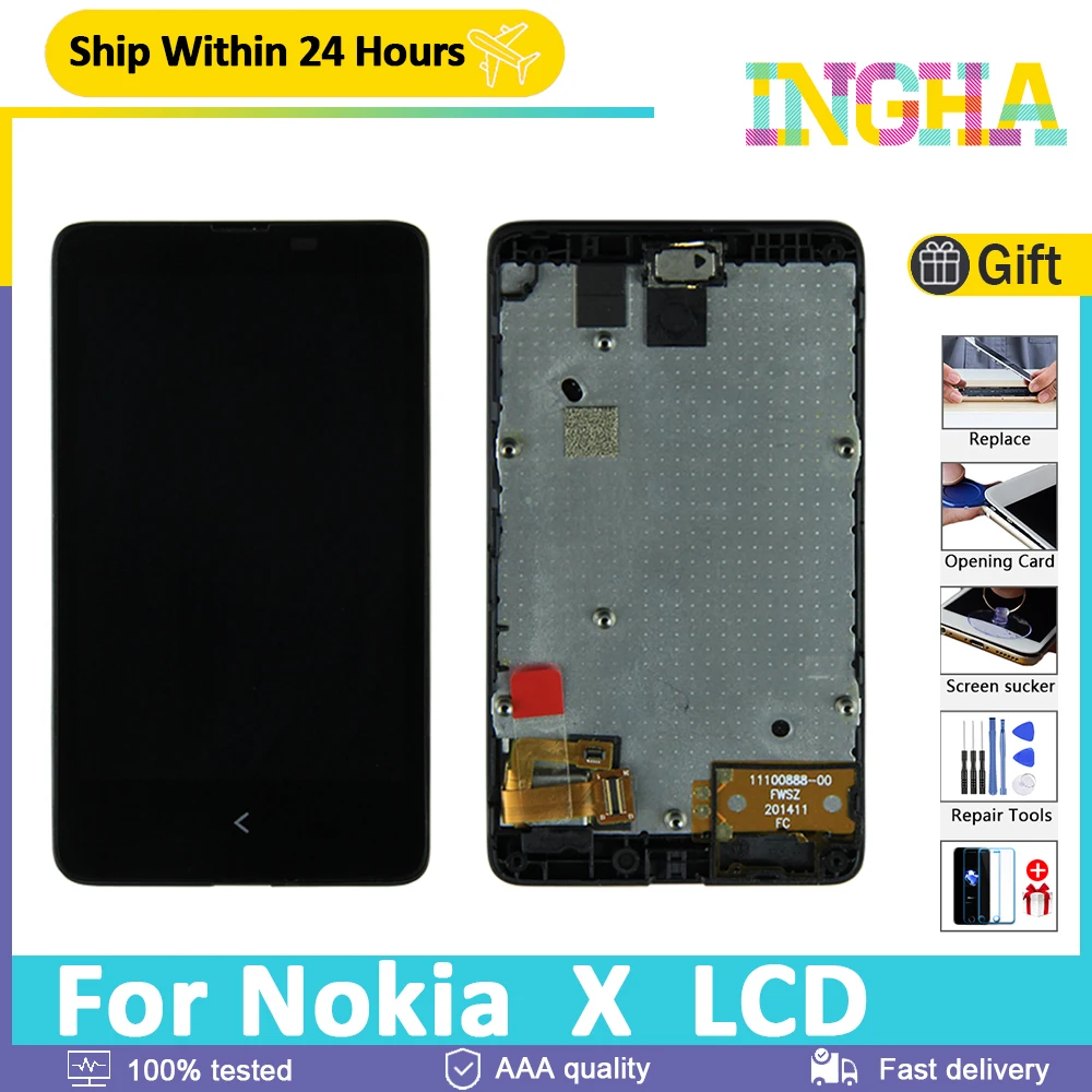 100% протестированный Оригинальный ЖК-дисплей для Nokia X с рамкой NokiaX ЖК-сенсорный