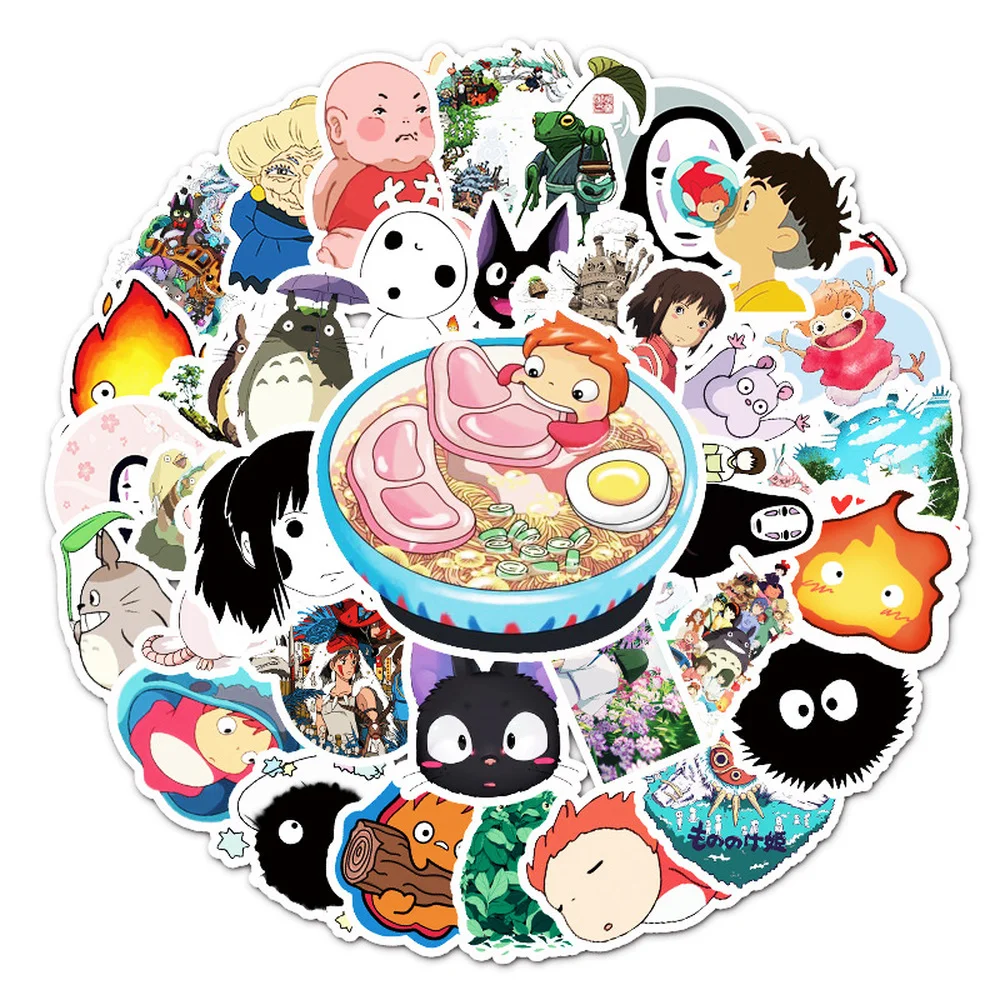 

10/50/54/100Pcs Japanese Anime Stickers Ghibli Hayao Miyazaki Totoro Spirited Away Princess Mononoke KiKi Stationery Sticker