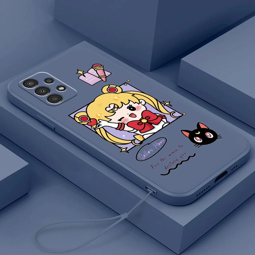 

Anime Sailor Cute Phone Case For Samsung A73 A72 A54 A53 A52 A42 A34 A33 A32 A23 A22 A14 A13 A12 Liquid Rope Cover