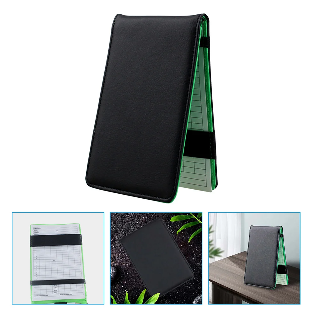 Golf Score Book Black Notebook Portable Recording Keeping Supply Card Golfs Scorebook Pu Golfing Notepad