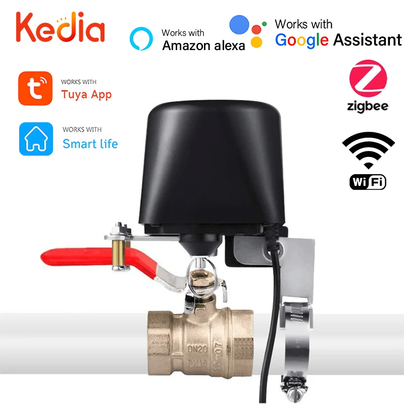 

Умный клапан для воды и газа Tuya Wi-Fi Zigbee, управление с дистанционным управлением, работает с Alexa Google Assistant, Smart Life, умный дом