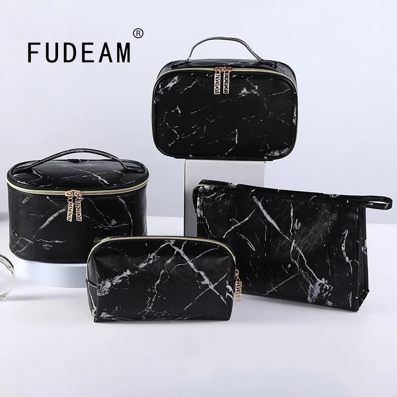 

FUDEAM PU Marble Pattern Women Cosmetic Bag Multifunction Travel Toiletry Storage Organize Handbag Waterproof Female Makeup Case