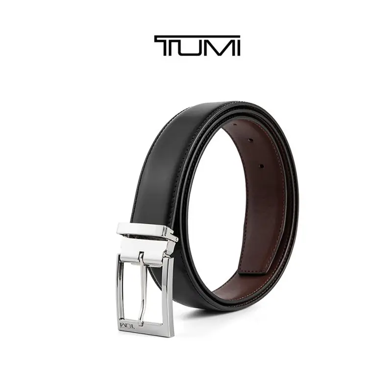 Tumi Business Men's Fashion Simple Bar Buckle Belt Buckle Buckle Genuine Leather All-Match Casual Cowhide Belt