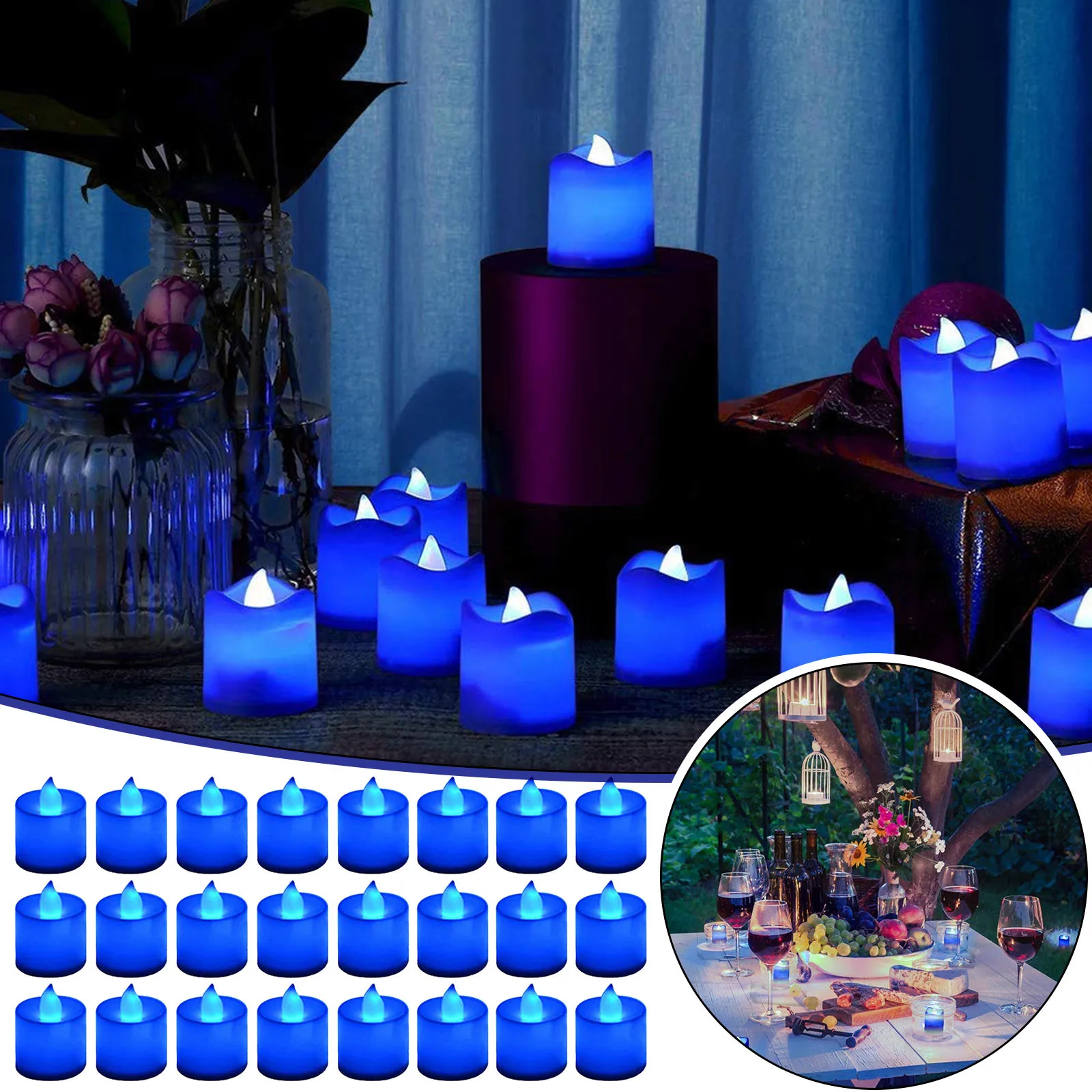 Lights Flickering Navy Blue Votive Glass Votive Candle Holde