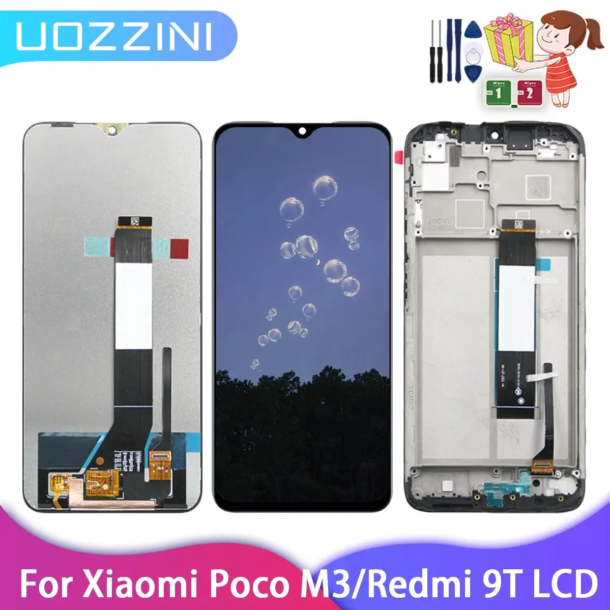ЖК-дисплей Uozzini для Xiaomi Redmi 9T J19S M2010J19SG M2010J19SY POCO M3 дигитайзер сенсорного экрана