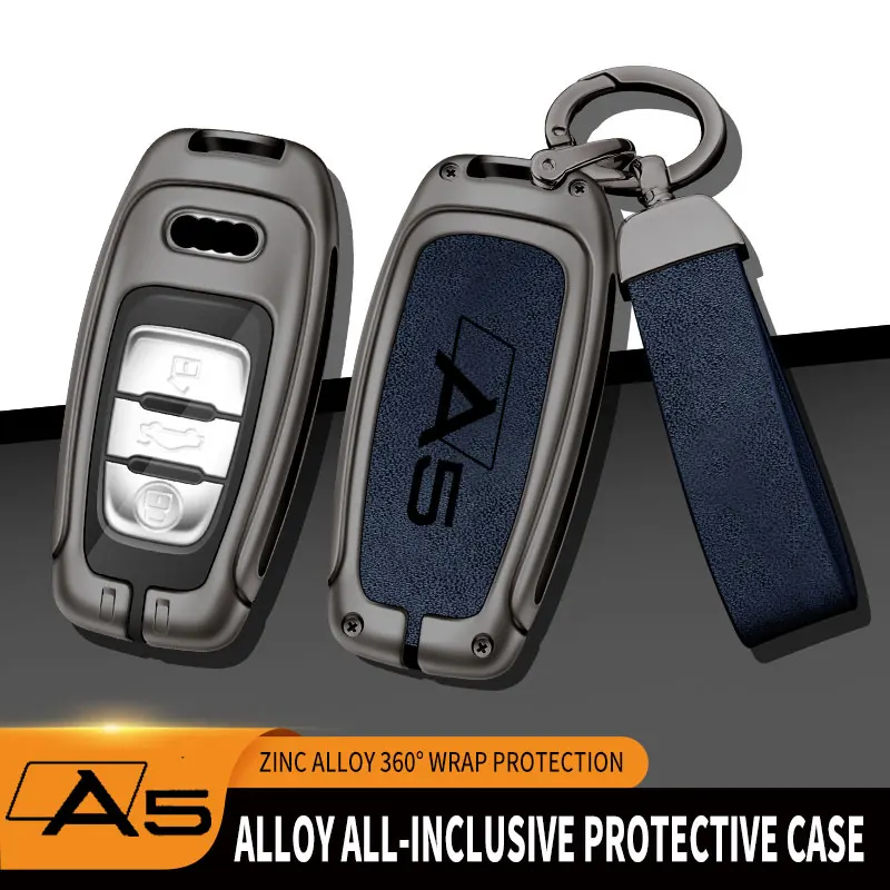 

Чехол для автомобильного ключа из цинкового сплава с эксклюзивным металлическим кожаным брелоком для AUDI A6 A4 A3 Q2 Q3 Q5 Q7 A7 A8 защитный чехол для автомобильного ключа