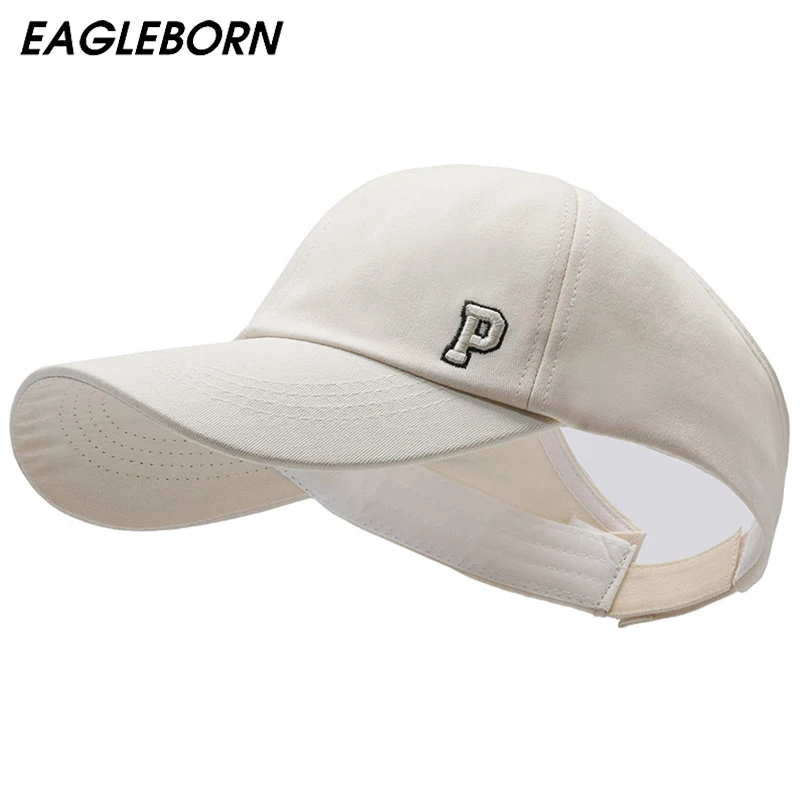 

EAGLEBORN New Women Hat Embroidered P Letter Ponytail Baseball Cap Sun Hat Baseball Cap Women Summer Sports Visor Sun Hats