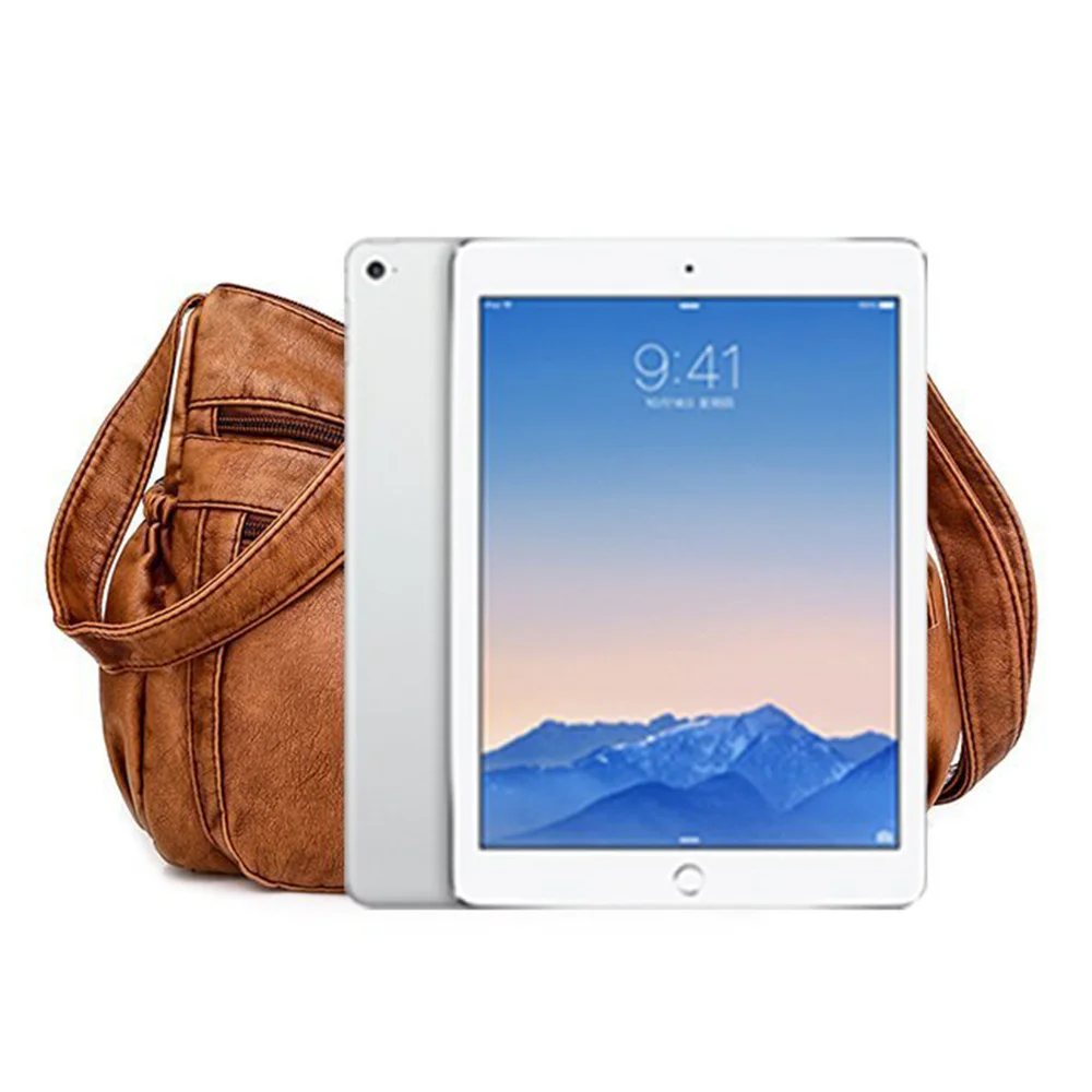 Retro Washed PU Leather Crossbody Bags For Women Multi Pockets Shoulder Bag Large Capacity Tote Bags Ladies Tote Hobo Bag