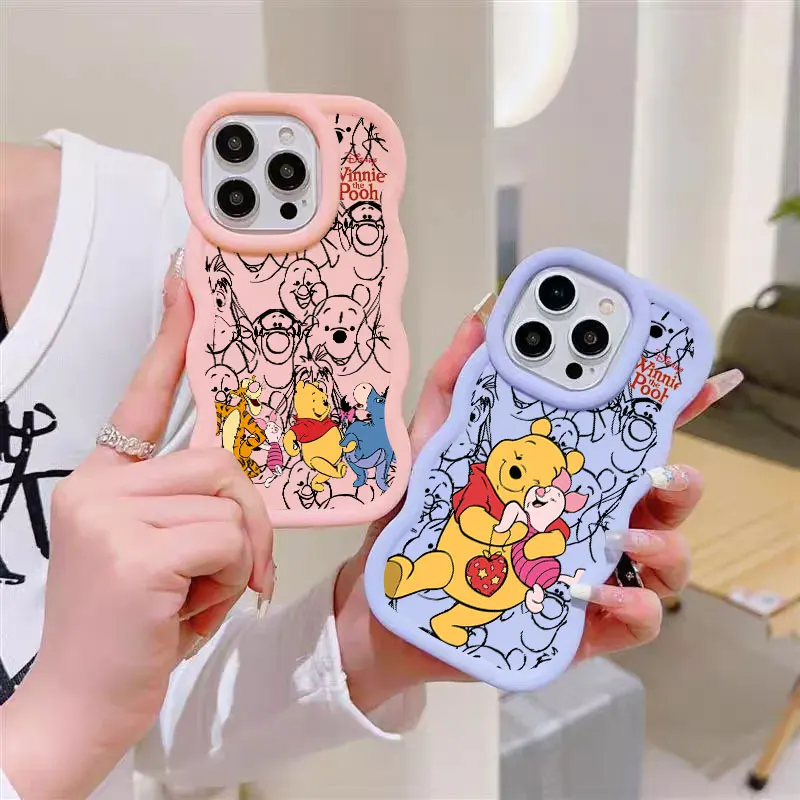 Фото Чехол для телефона Disney Winnie The Pooh Candy Color для iPhone 17 16 15 14 Plus 11 Pro Max 13 12 Mini Air 17E 16E с волнистым краем, мягкий чехол №4