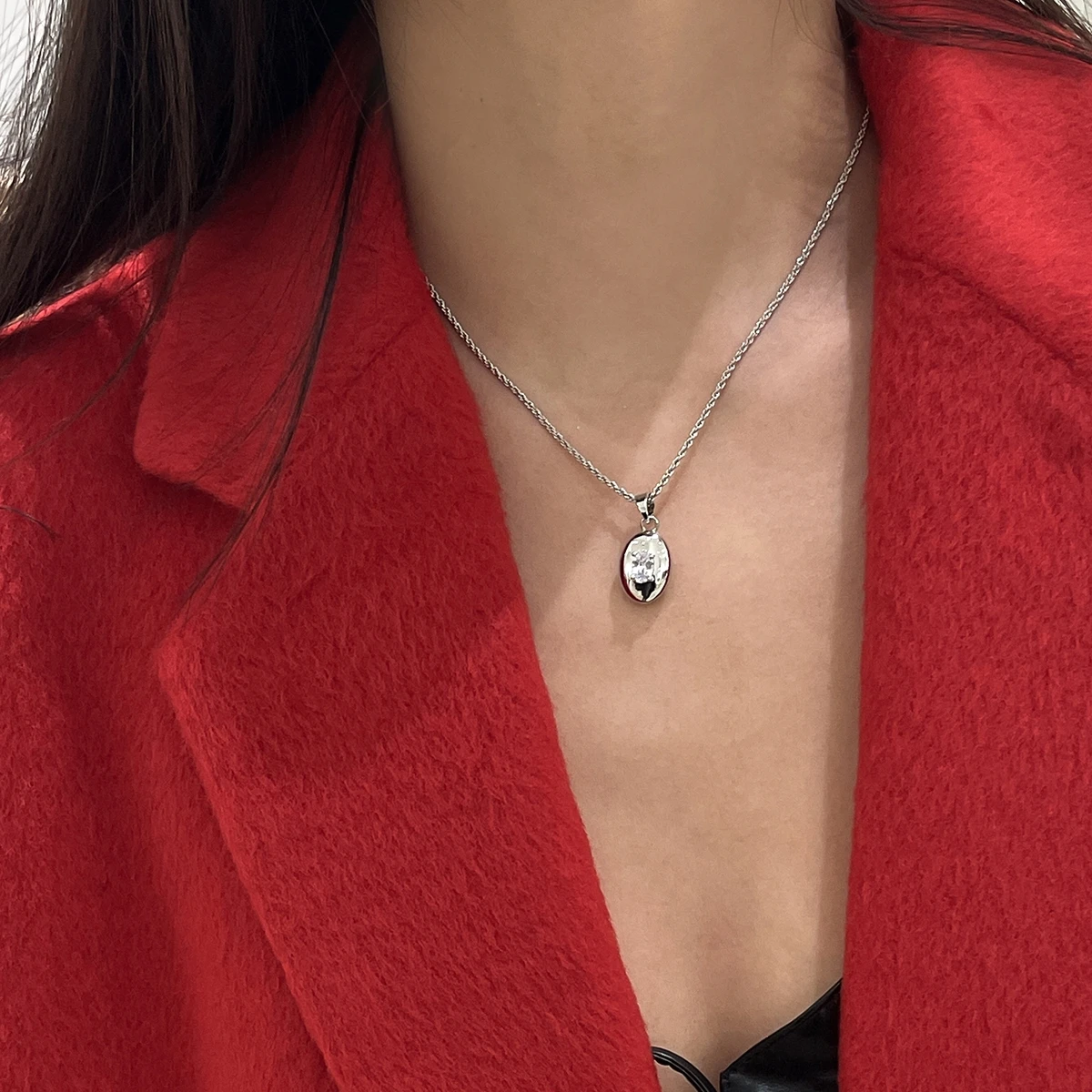 Ожерелье с овальной подвеской из латуни фианитом ААА женское ювелирное изделие в