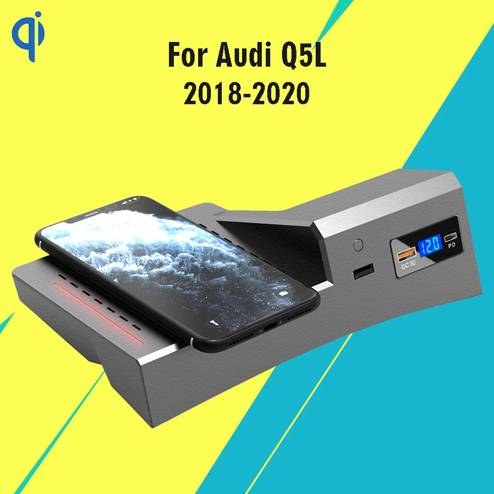 

12V cigar socket charger suitable For Audi Q5L mobile phone USB socket car wireless charging board central control modification