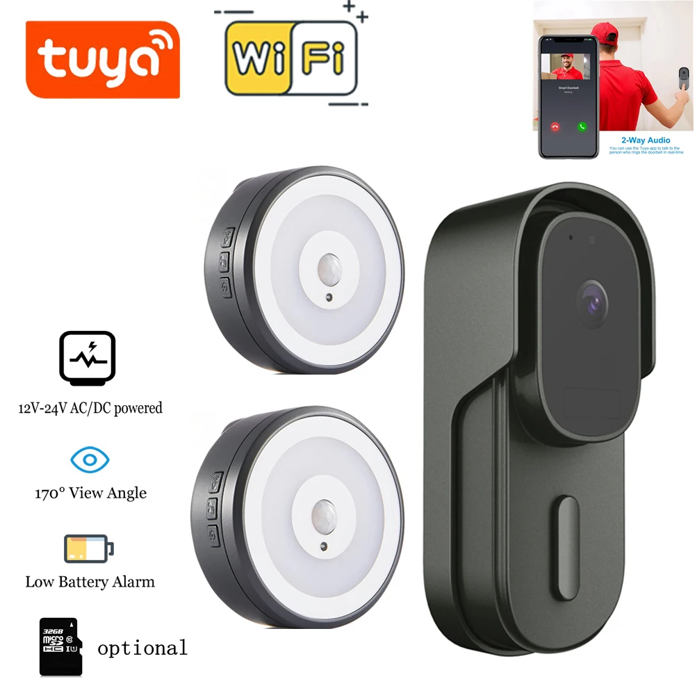 

Беспроводной дверной звонок с поддержкой Wi-Fi, 1080P