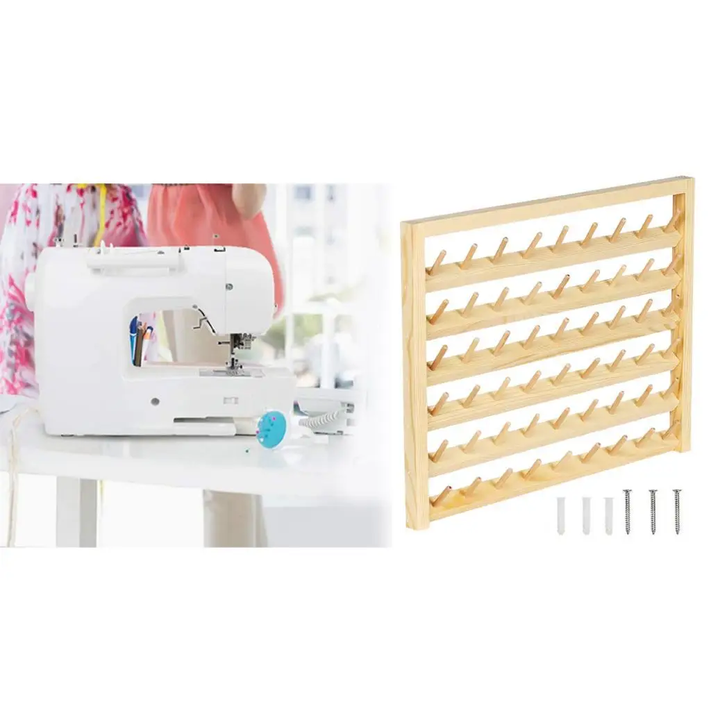 Подставка для ниток с 54 катушками деревянный держатель органайзер шитья