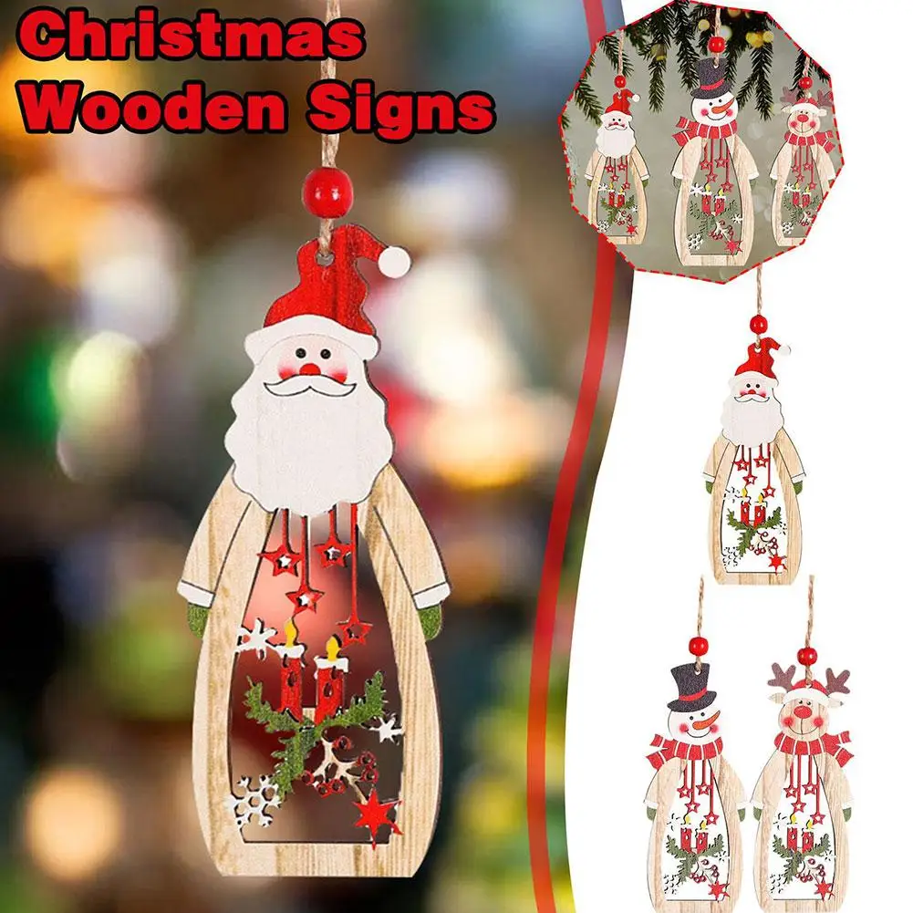

Christmas Ornaments Xmas Tree Wooden Pendants Hanging Wood Craft Decorations For Home New Year DIY Decor 2024 Natal Kids Gi T7I8
