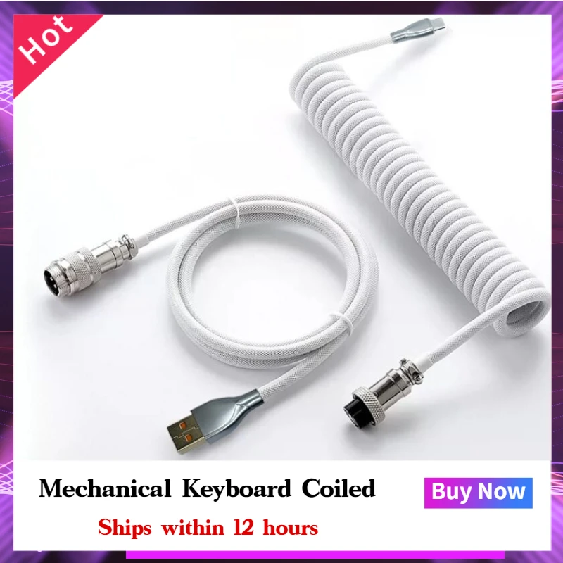 Coiled cable type C Mechanical keyboard wire USB keyboard cable  mechanical keyboard Aviator Desktop Computer Aviation Connector
