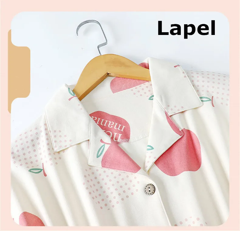 Yasuk Spring Autuum Fashion Women's Casual Print Pocket Sleepwear Homewear Cute Lovely Pajamas With Pants Soft Cotton Peach