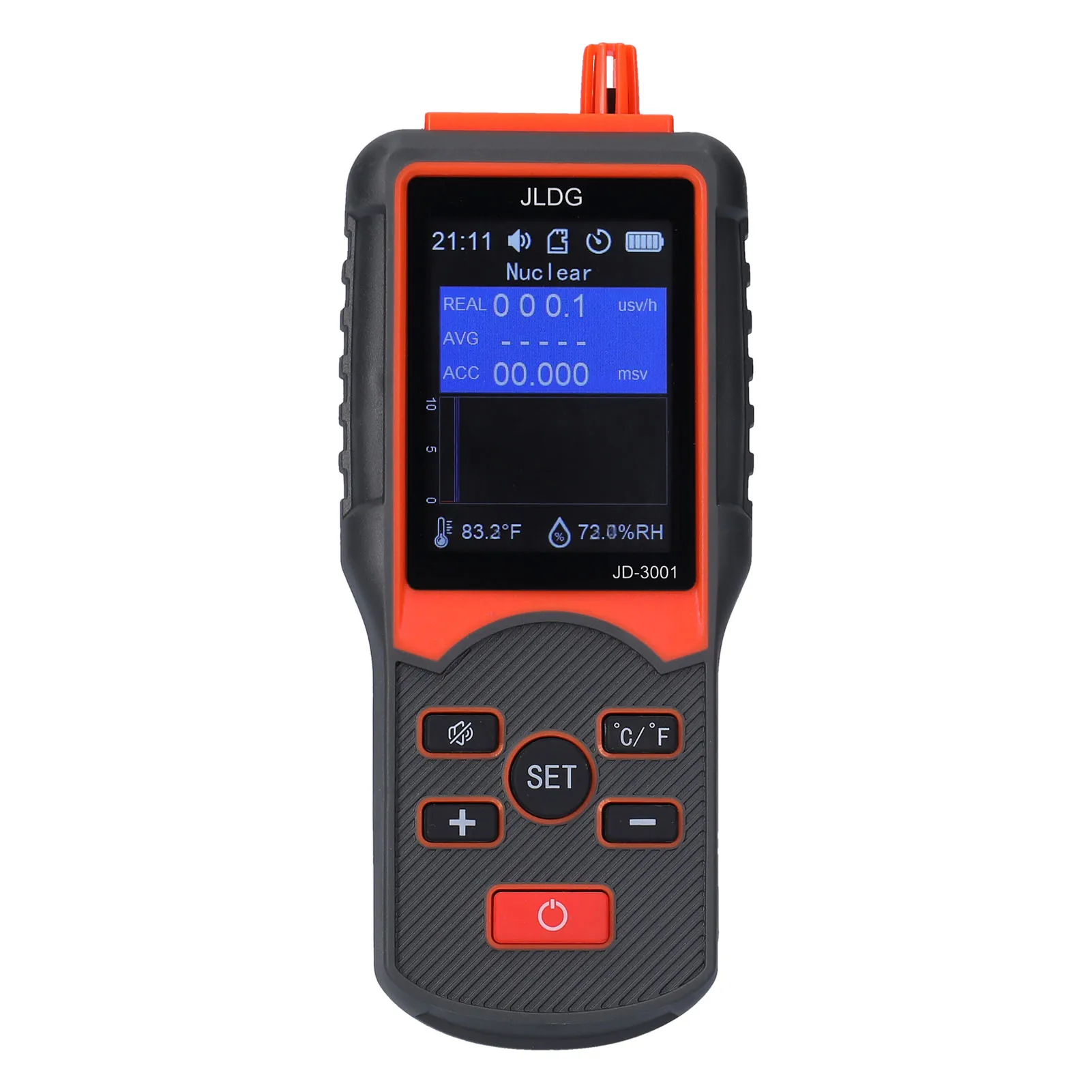 

JD-3001 Multifunctional Geiger Counter Electromagnetic Radiation Detector Temperature Humidity Measurement Device Data Export
