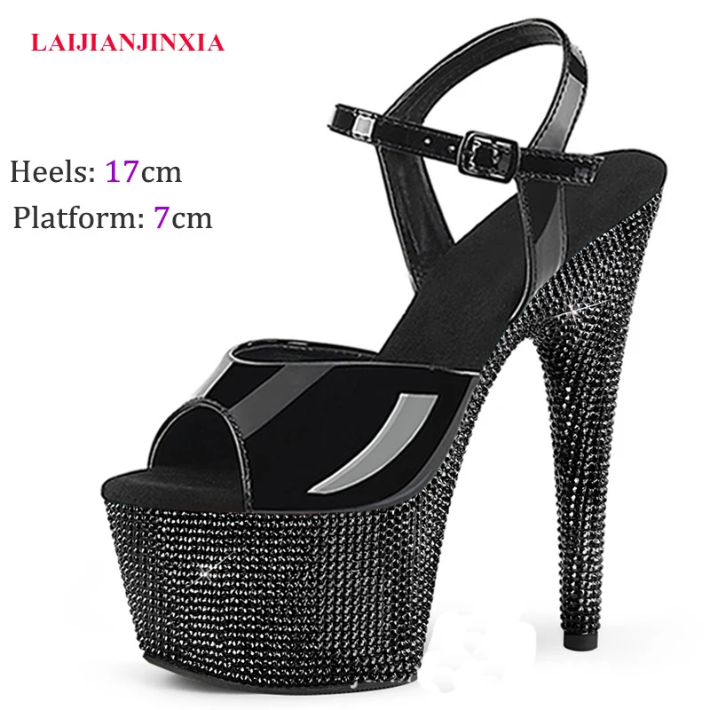 

LAIJIANJINXIA 17Cm Womens Fashion Platform Pole Dancing Sandals Wedding Party Model Gladiator Shoes Sexy Evening 17CM High Heels