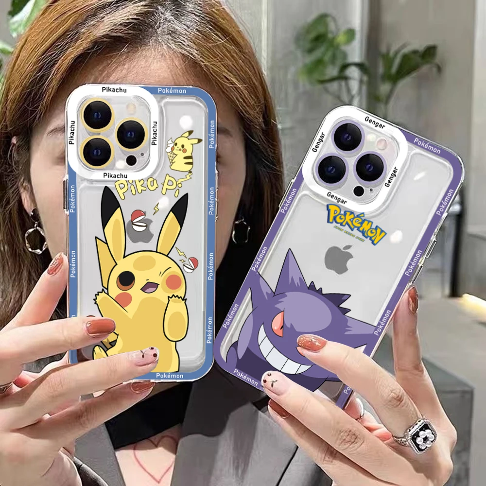 

Pokemon Pikachu Cute Phone Case For iPhone 14 13 12 Mini 11 Pro Max X XR XS 7 8 SE 2020 Plus Soft Silicone Transparent Cover