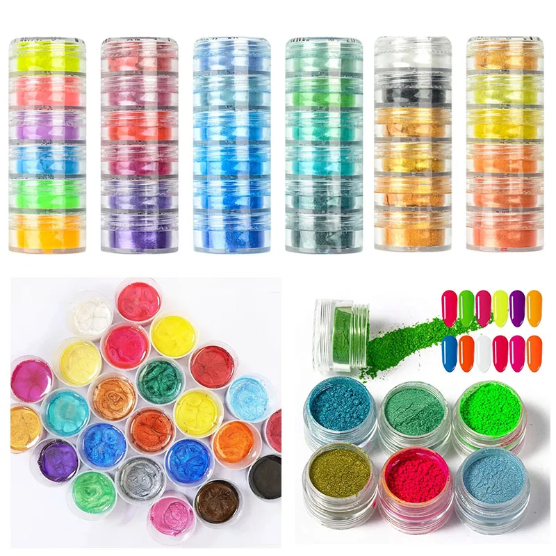

6 Colors/Set Pearlescent Powder Resin Pigment Mica Mineral Powder DIY Epoxy Resin Dye Jewelry Making Nail Decor Makeup Supplies