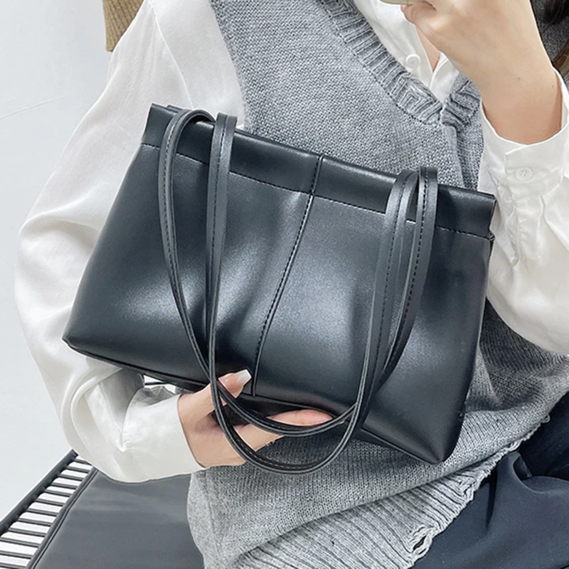 

New Solid Color Women Bag Korean Style Ladies Shoulder Bag High Quality PU Leather Female Middle Handbags Whole Sale