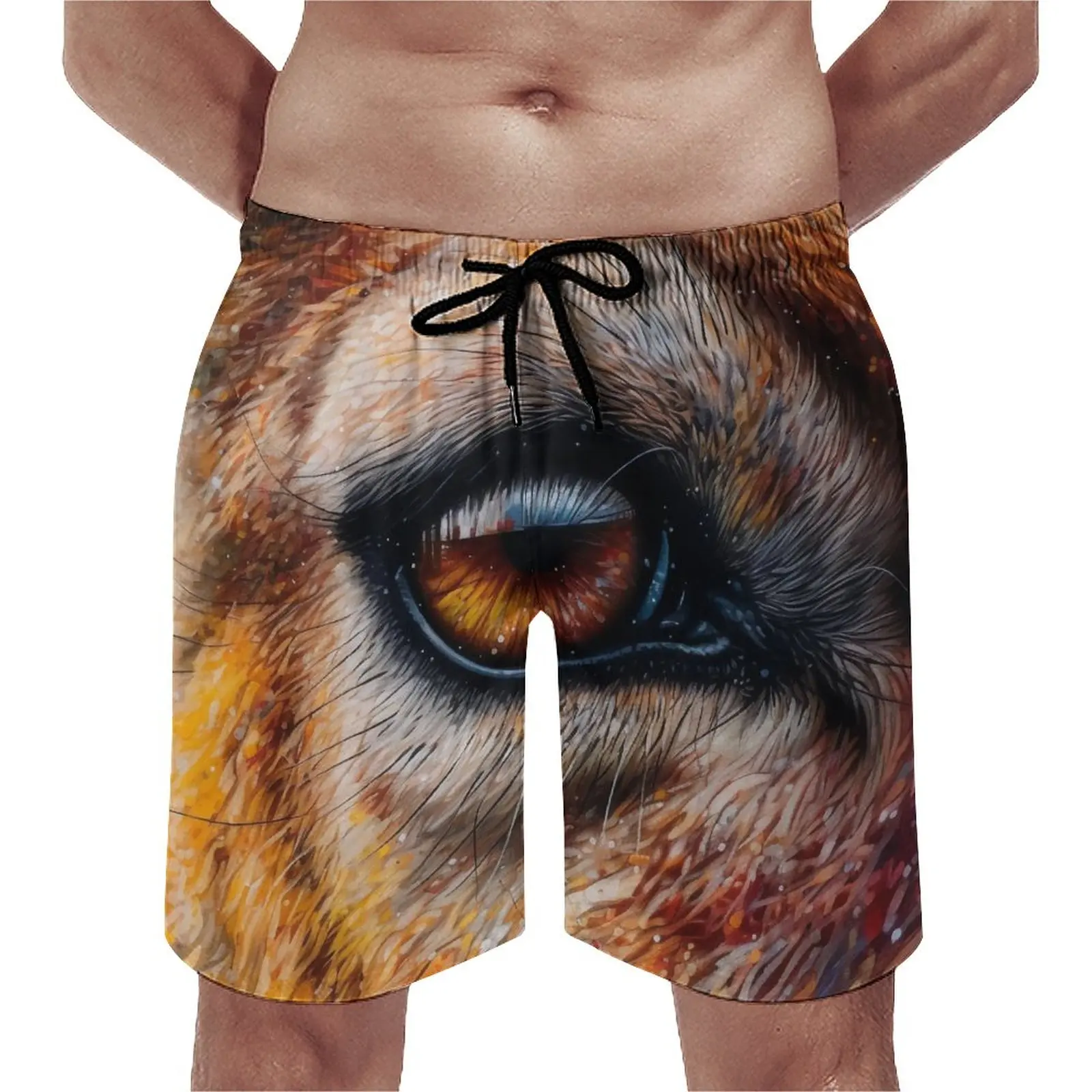 

Kangaroo Board Shorts Animal Eyes Cute Hawaii Beach Short Pants Males Custom Sports Comfortable Swim Trunks Gift Idea