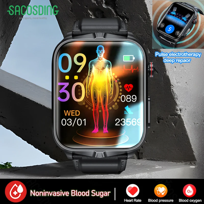 

New Pulse Electrotherapy Smartwatch Blood Sugar ECG+PPG Precise Blood Pressure Body Temperature Monitor Health Smart Watches Men