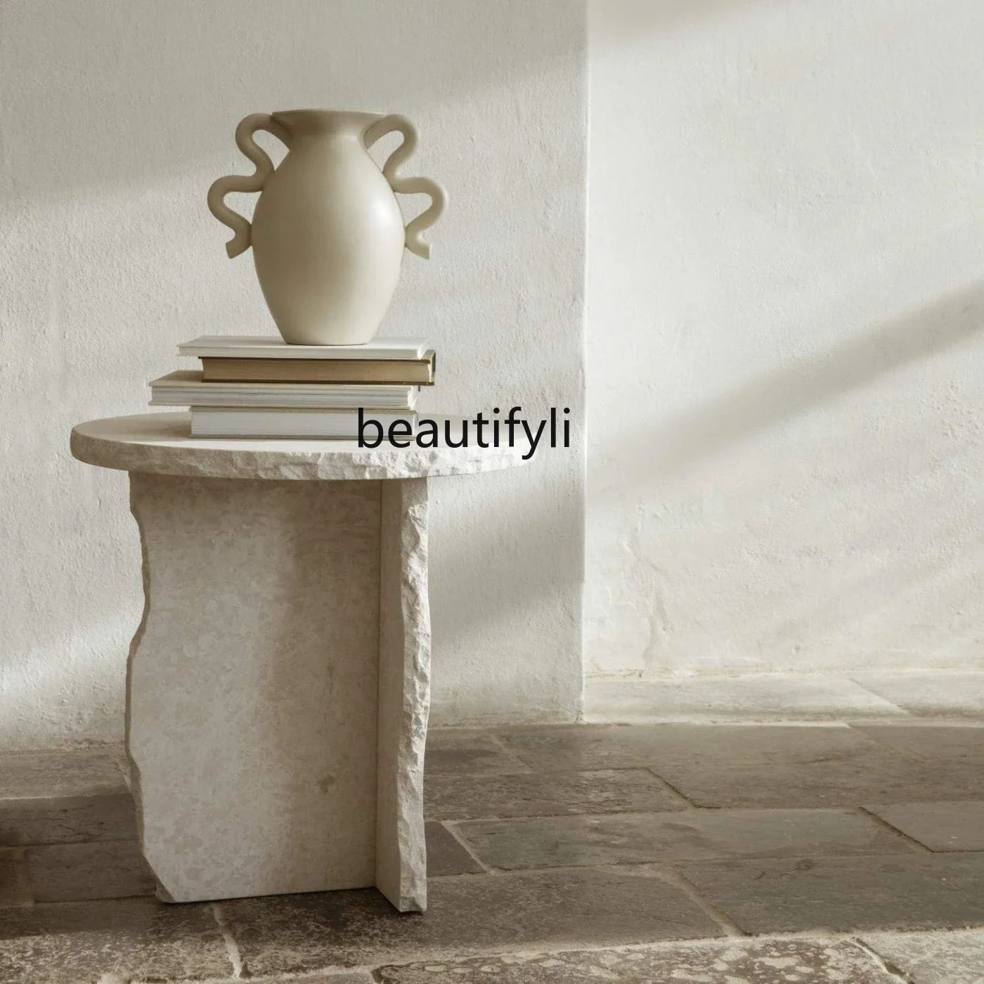 Wabi Sand Wind Дизайнерский натуральный травертин Боковой столик с эффектом трещин