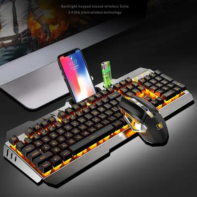 Перезаряжаемая Беспроводная механическая клавиатура и мышь, набор для игр, стандартный комплект с подсветкой для игр, водонепроницаемая r30 1
